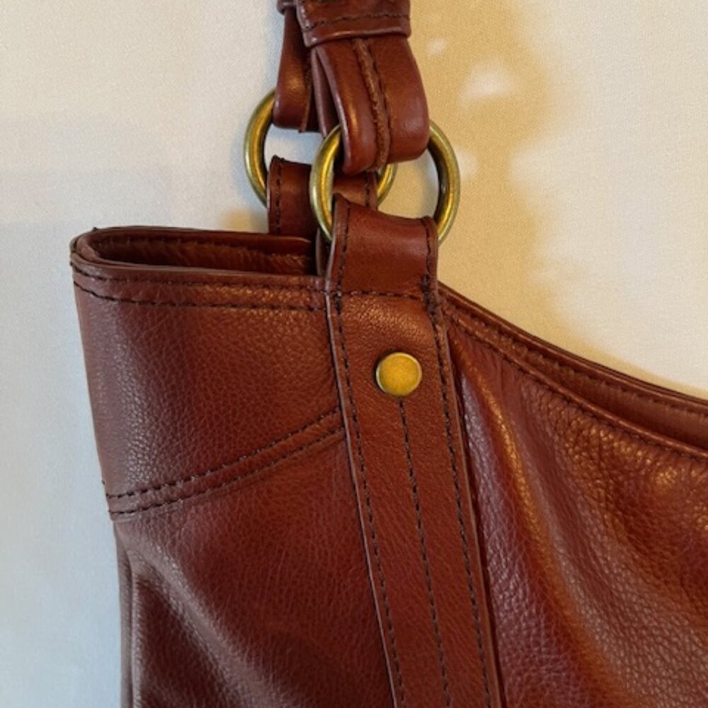 AMERICAN LEATHER CO | Delancy North-South Pebbled Leather Shoulder Bag-EUC - Picture 14 of 15